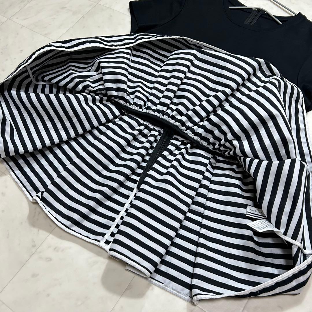 美品✨BORDERS at BALCONY カットソー ペプラム 半袖 ボーダー