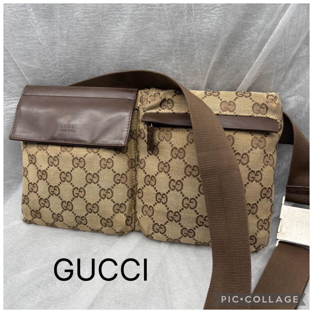 GUCCI グッチ　GGキャンバス　ボディバッグ　ウエストバッグ　28566