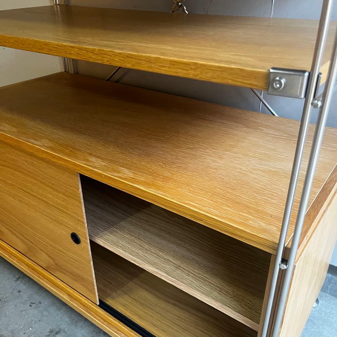 美品★無印 ステンレスユニットシェルフ・カップボード・木製引き戸オーク材セット