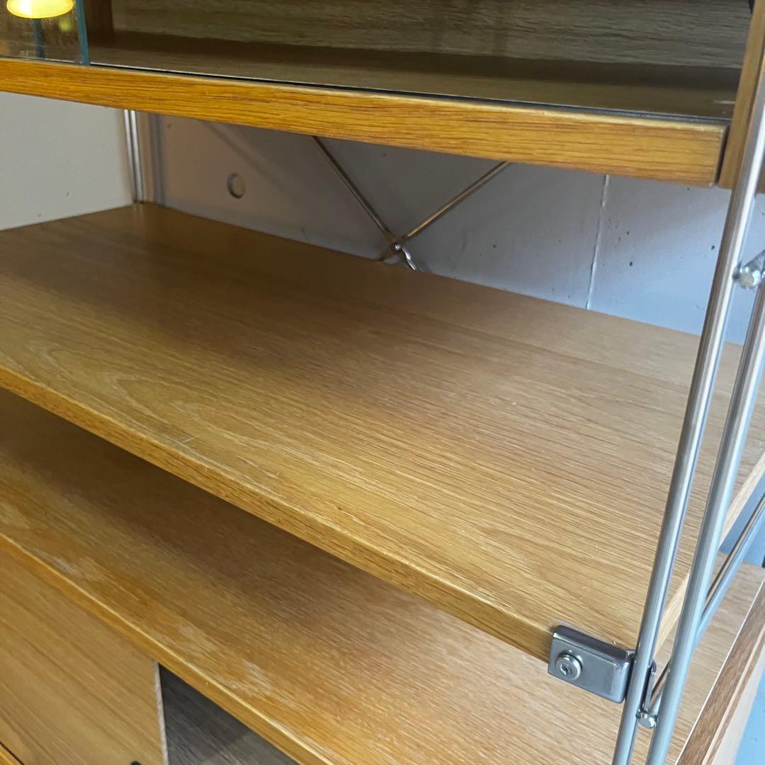 美品★無印 ステンレスユニットシェルフ・カップボード・木製引き戸オーク材セット
