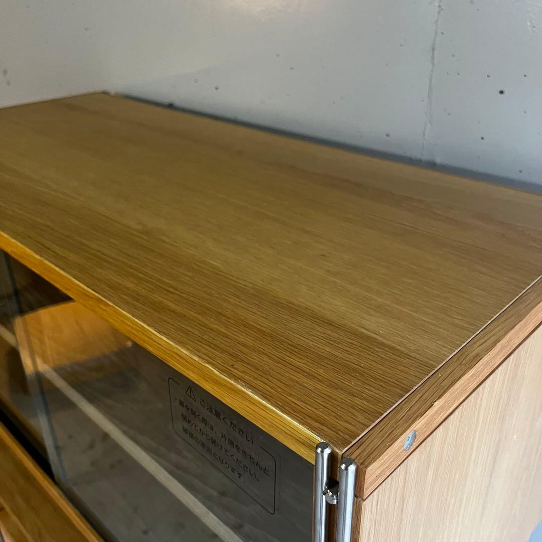 美品★無印 ステンレスユニットシェルフ・カップボード・木製引き戸オーク材セット