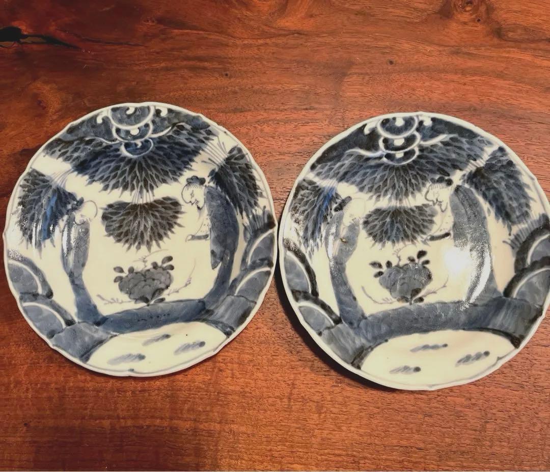 古伊万里　伊万里　竹林賢人図染付　中皿