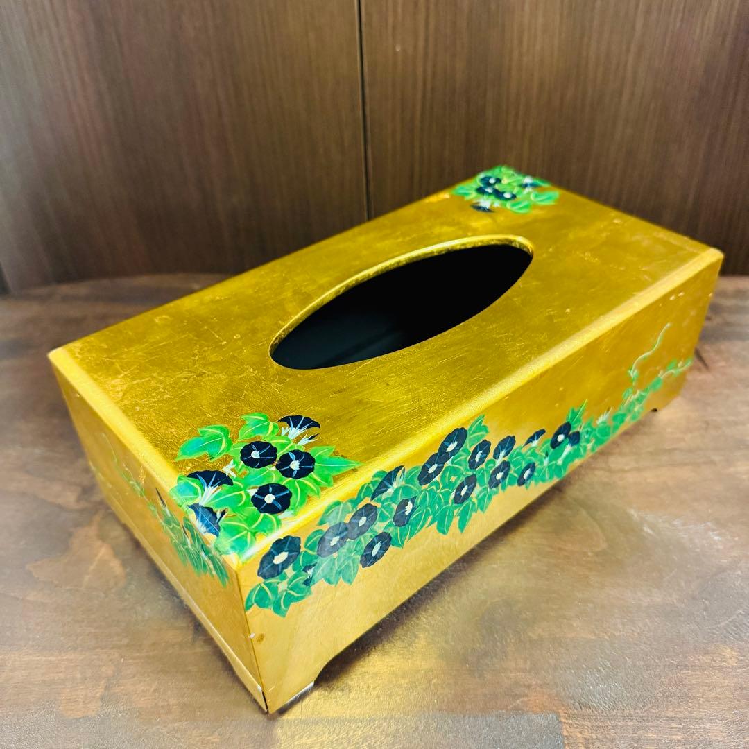 特製 漆絵ティッシュボックス　鈴木其一「朝顔」