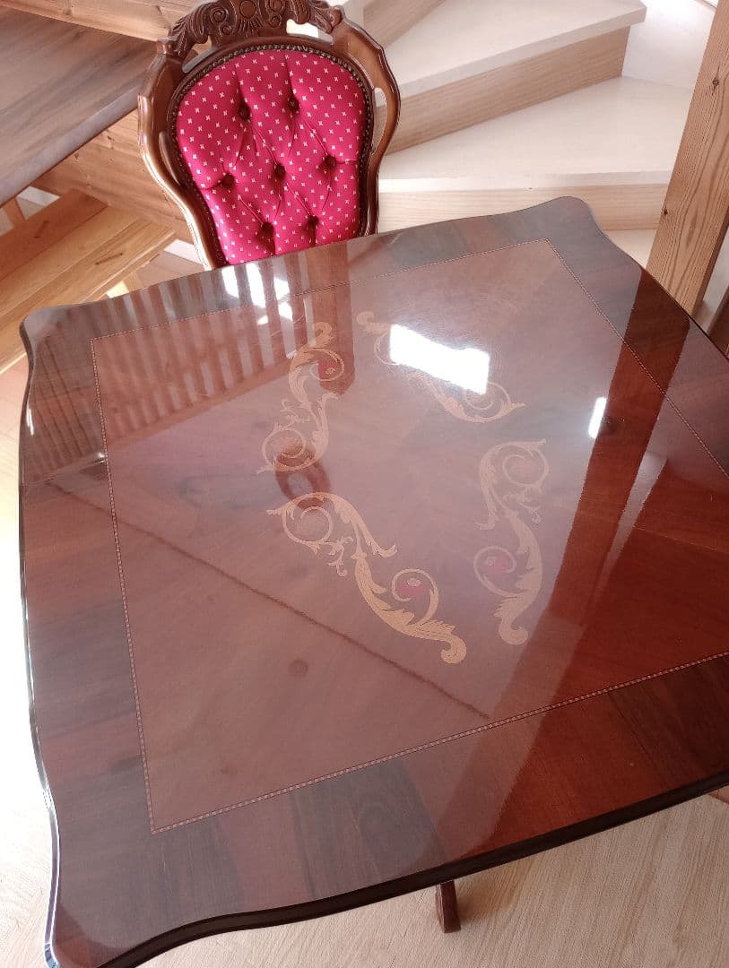 センターテーブル、ダイニングデーブル椅子2脚セット　　猫足　アンティーク