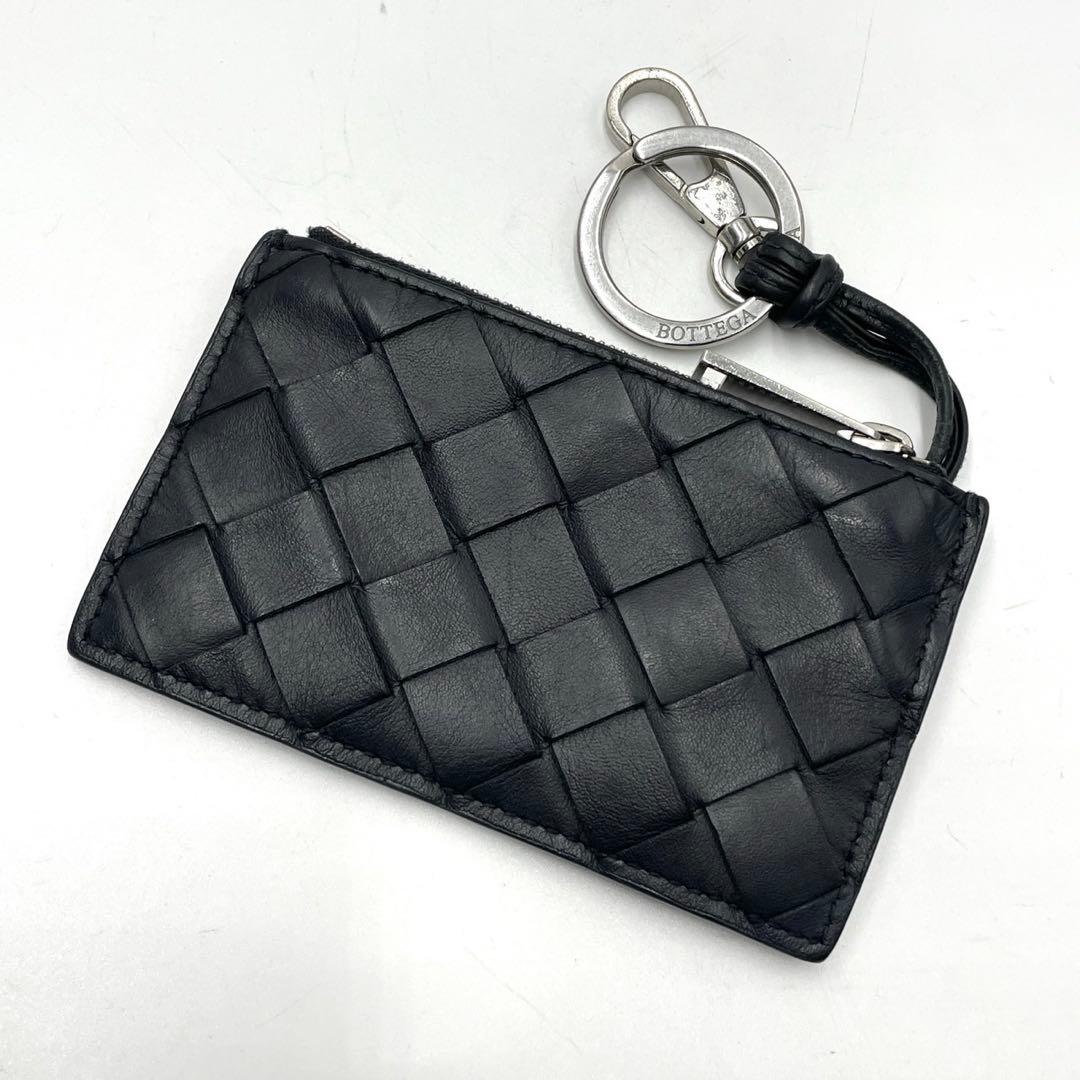 美品● ボッテガヴェネタ ケース イントレチャート ブラック レザー