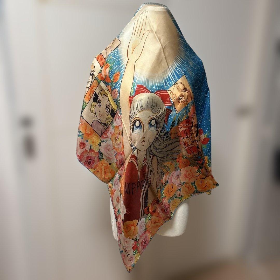 GUCCIアニメキャラクター 花柄スカーフ