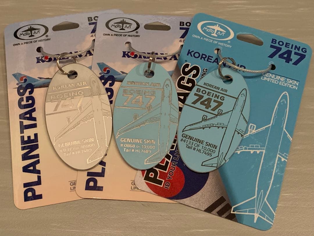 大韓航空 B747 Planetags 3枚セット プレーンタグ フライトタグ
