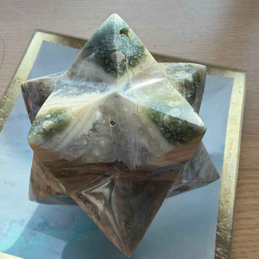 ✨オーシャンジャスパーのアステロイド✨ジオード、虹あり　五芒星　六芒星　天然石