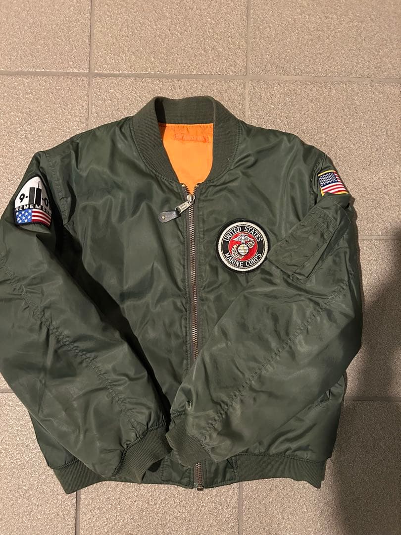 米軍USMCワッペン MA-1 カーキ SEIジップ