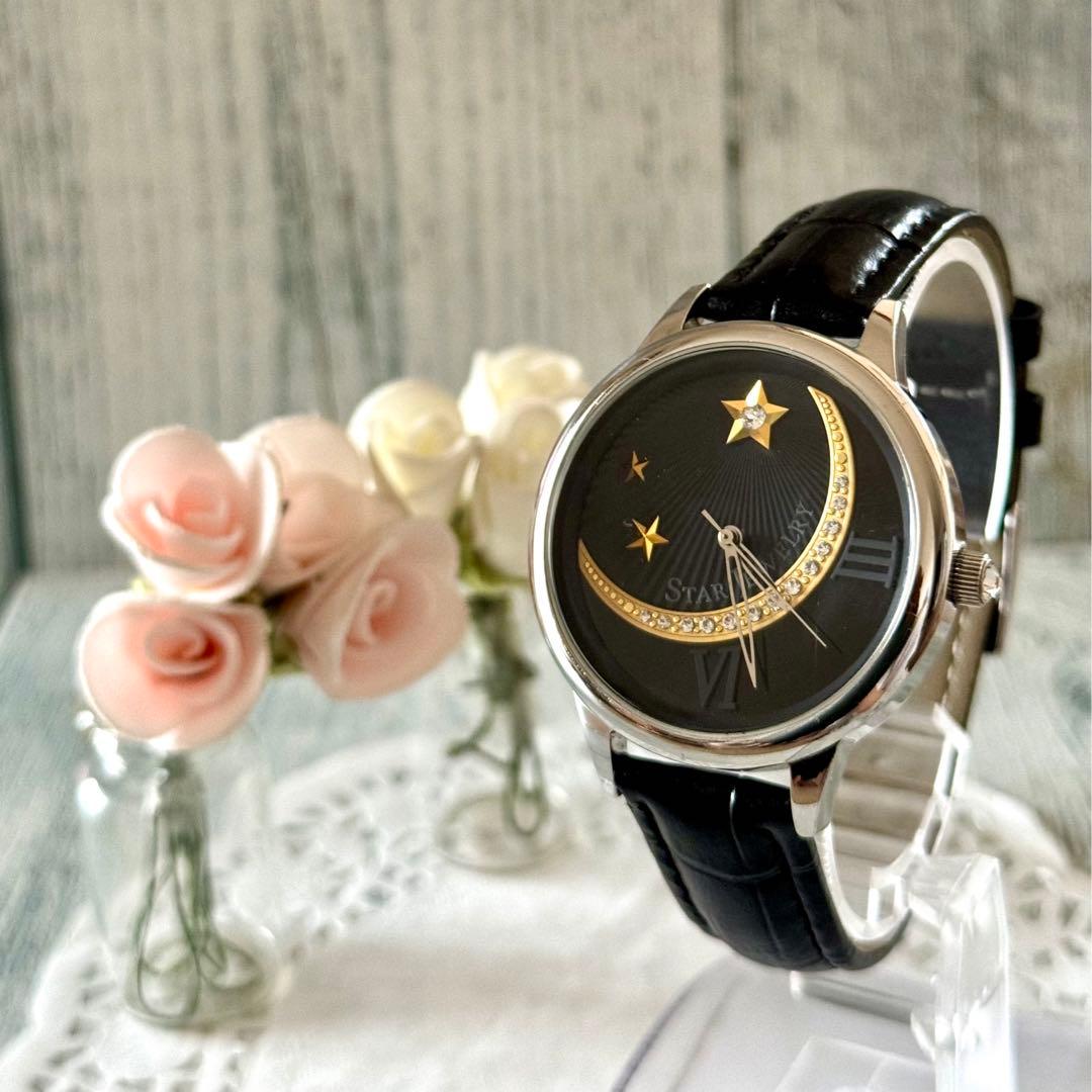 【限定】STAR JEWELRY 2015 クリスマス 三日月 腕時計 黒