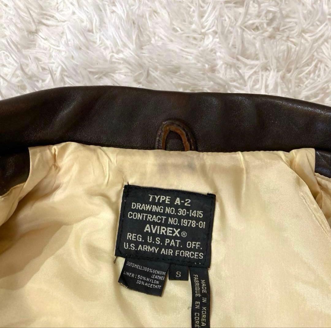 【良品】アヴィレックスA-2 革胸タグ　ダークブラウン　L〜XL相当