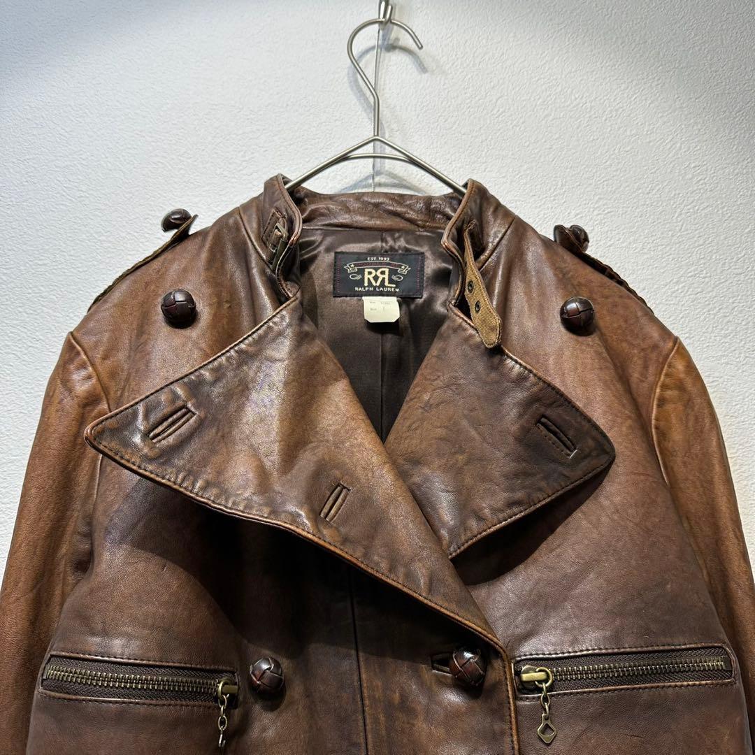 希少 RRL 上質 くるみ アビエーターレザー ダブルライダースジャケット 1