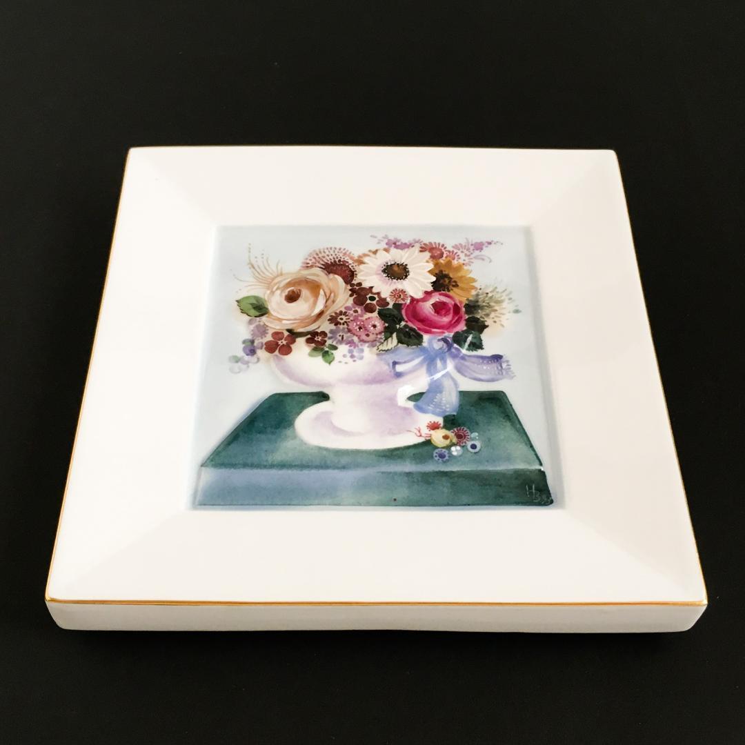 マイセン 「卓上の花束」H・ブレチュナイダー  陶板画 14.5センチ
