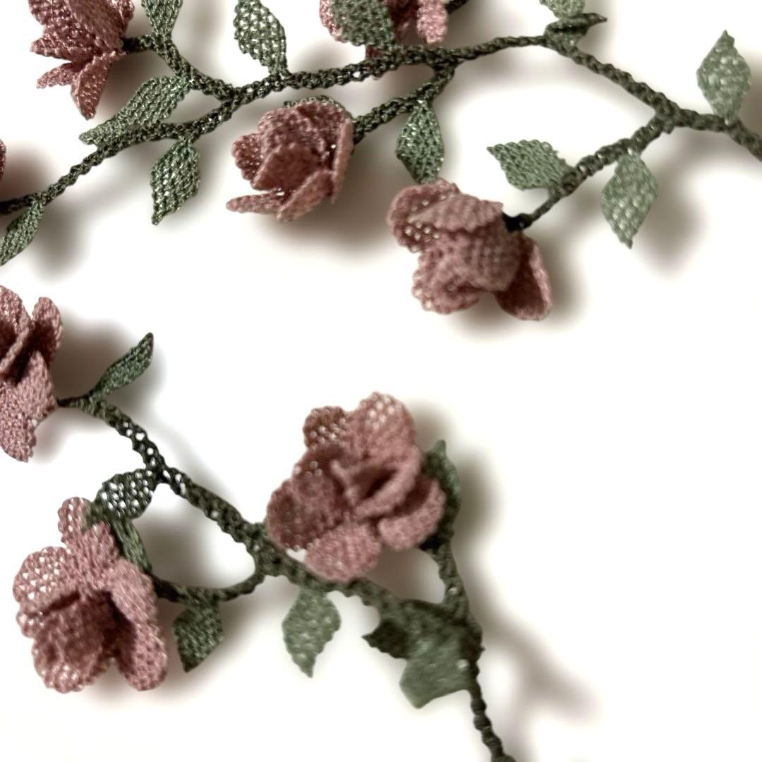 トルコ刺繍　ピンク花　ネックレス　ピアス