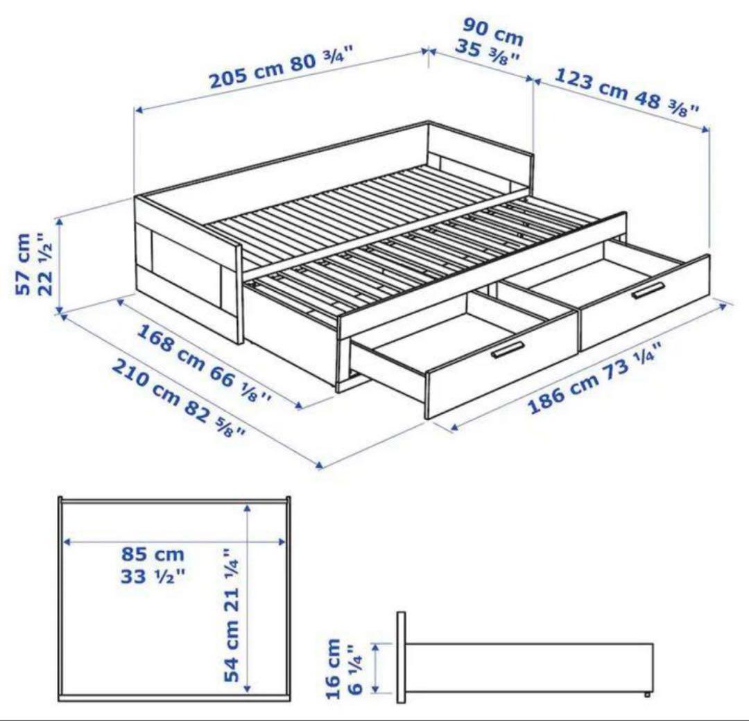 IKEA BRIMNES デイベッドフレーム ホワイト 80x200 cm