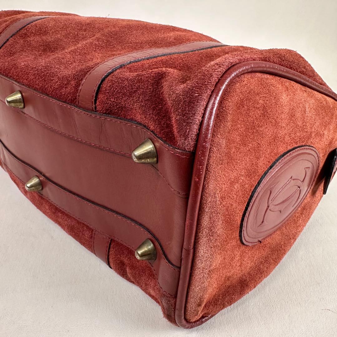 ヴィンテージ カルティエ マストライン ボストン スエード ボルドー 30