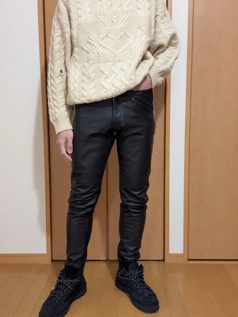 ジムズインTOKYO PUNKER ブラックレザー スリムパンツ