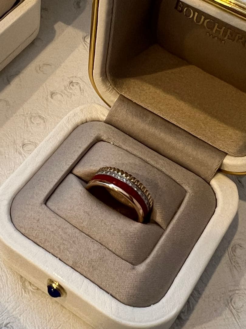 Boucheron★ブシュロンキャトルホワイトリングハーフメンズ19号K18PG