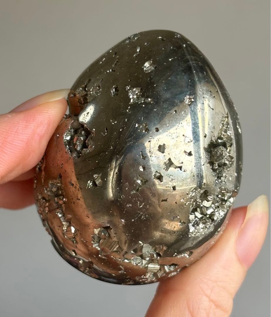 高品質　パイライト　大きめ卵　egg キラキラ　ジオード　キューブ