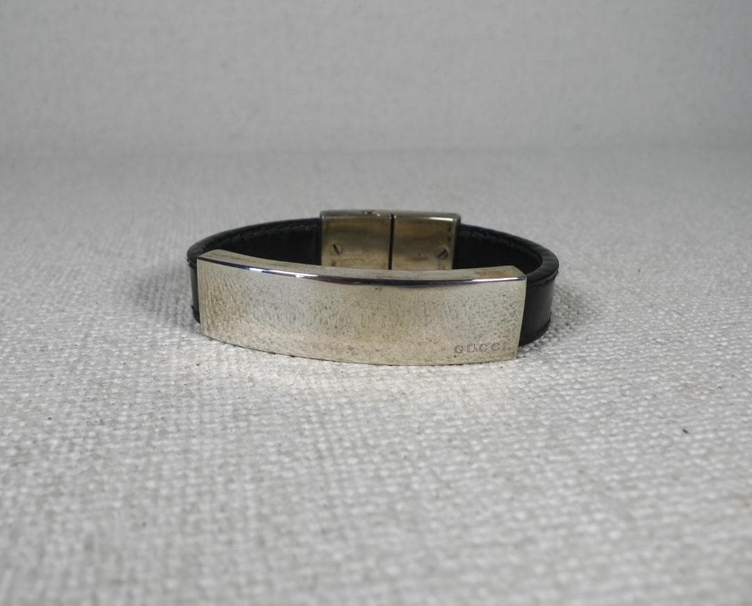 GUCCI グッチ　ID ブレスレット　本革 シルバー 925
