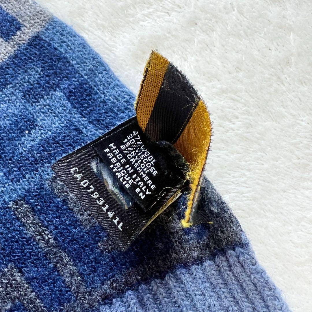 フェンディ　FENDI　マフラー　カシミヤ混　ズッカ　ブルー　ニット