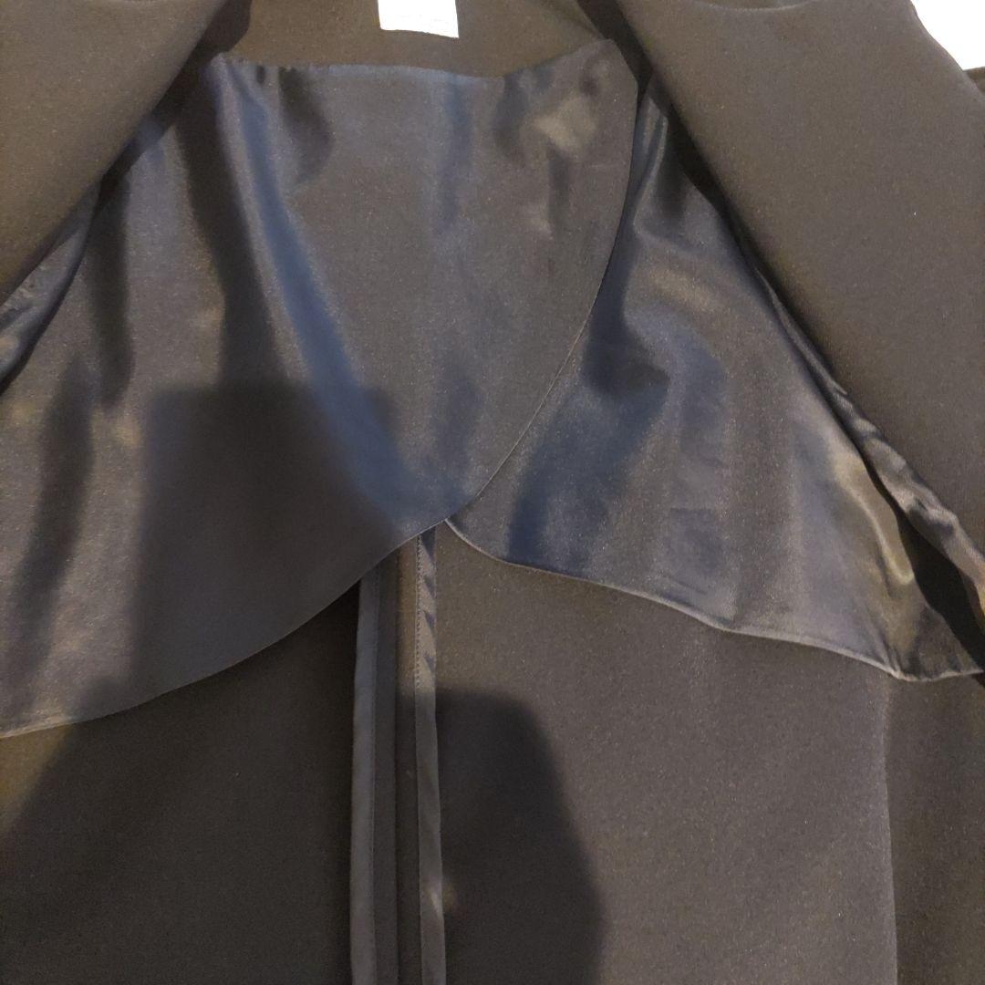 新品　組曲ネイビーダブルクロスストレッチノーカラーコート