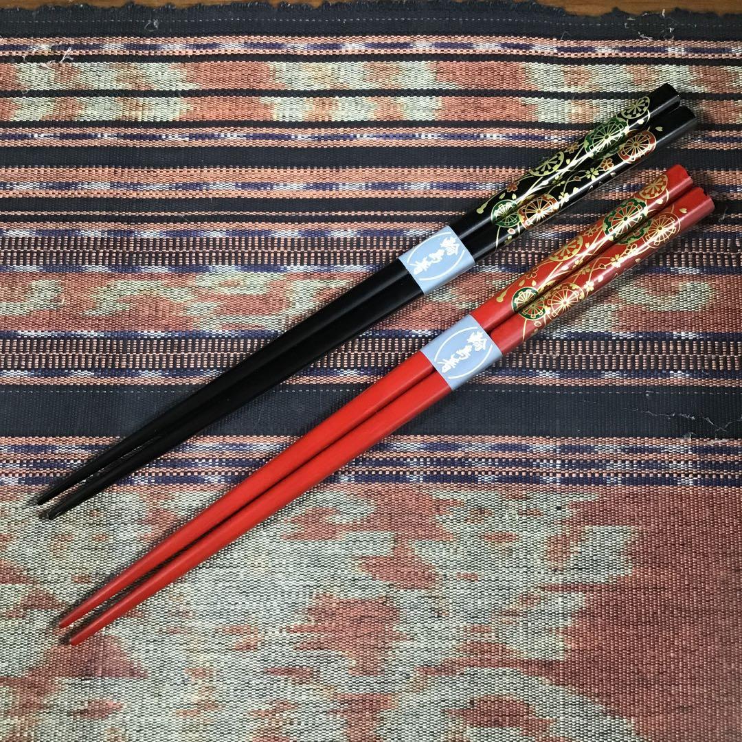 『ウレうー特価』　九谷焼　青粒×赤粒　夫婦ご飯茶碗　輪島塗　夫婦箸