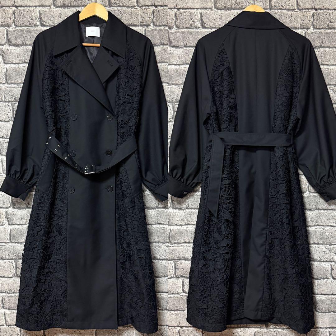 【美品】HARE　レースキリカエトレンチコート　ブラック　ベルト付