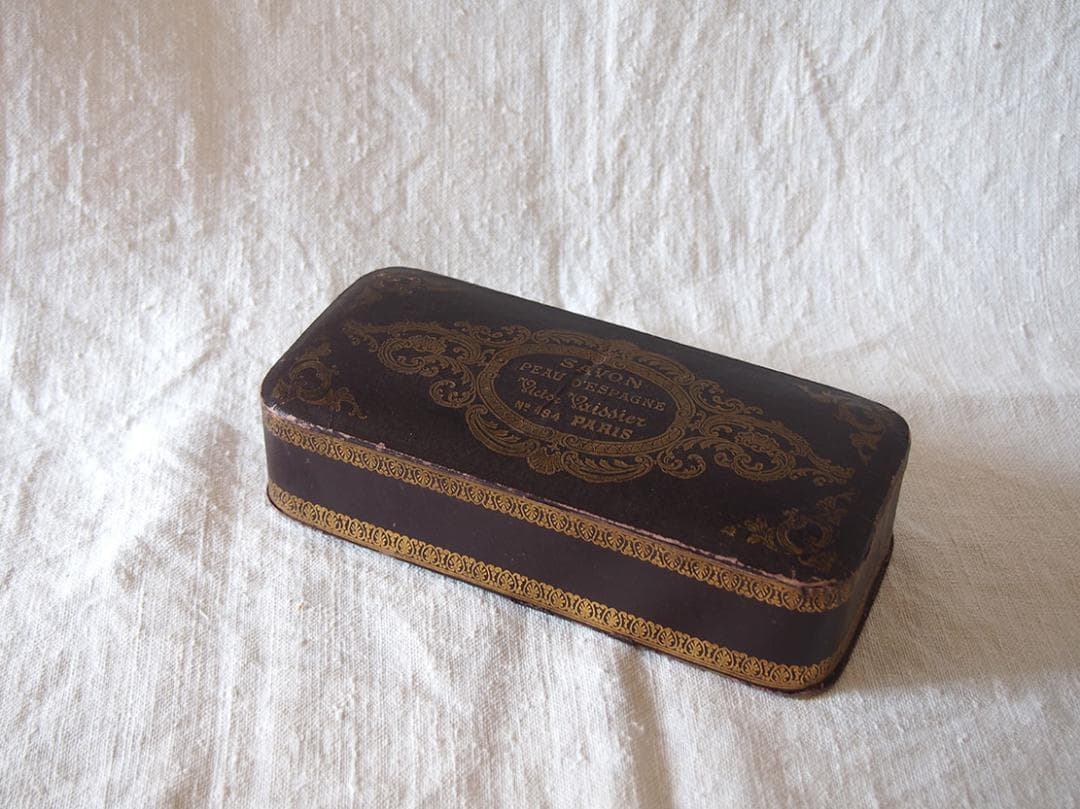 ロココ調 古い紙箱 PARIS 19世紀 小物入れ デコレーション/K383