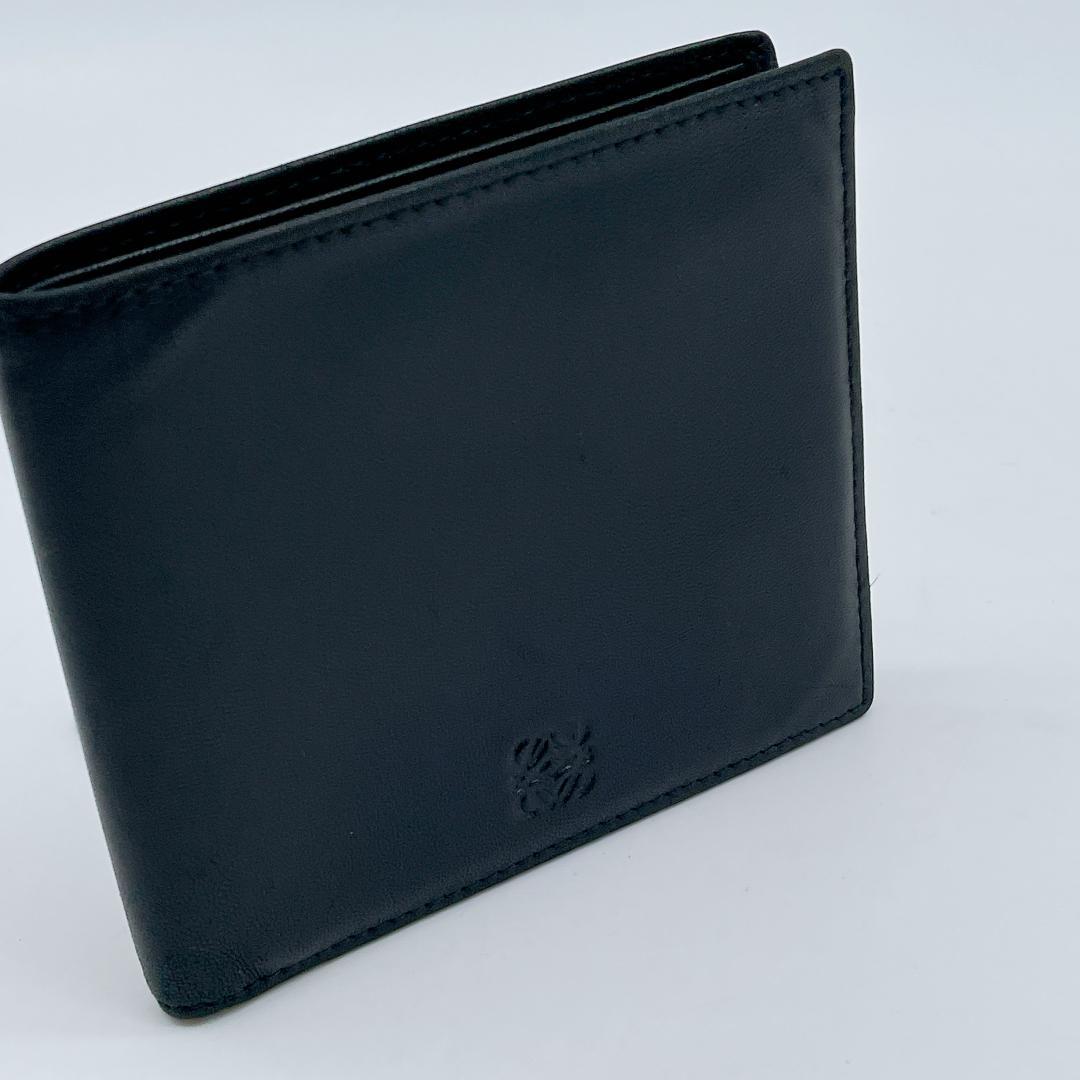 LOEWE 二つ折り財布 ナッパレザー アナグラム ブラック e789
