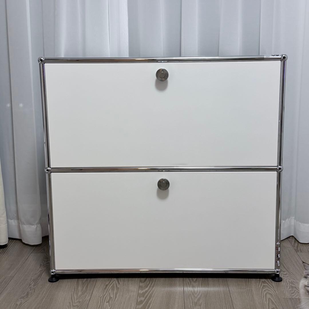 USM ハラー 1列 2段 ドロップダウン キャビネット ピュアホワイト