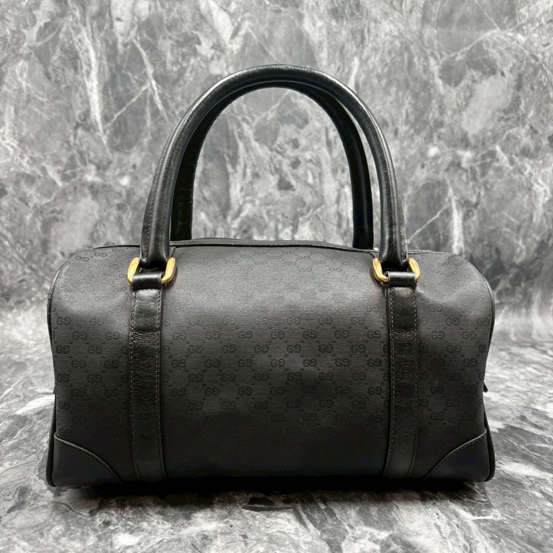 ✨美品✨GUCCI GGボストンバッグハンドショルダー 黒 ロゴ レザー