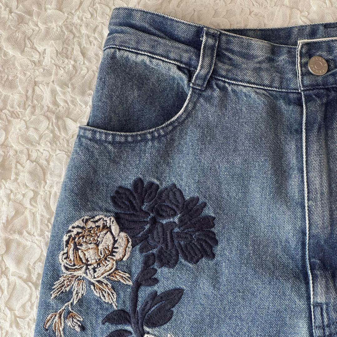CLANE クラネ フラワーエンブロイダリーパンツ デニム 刺繍 総柄