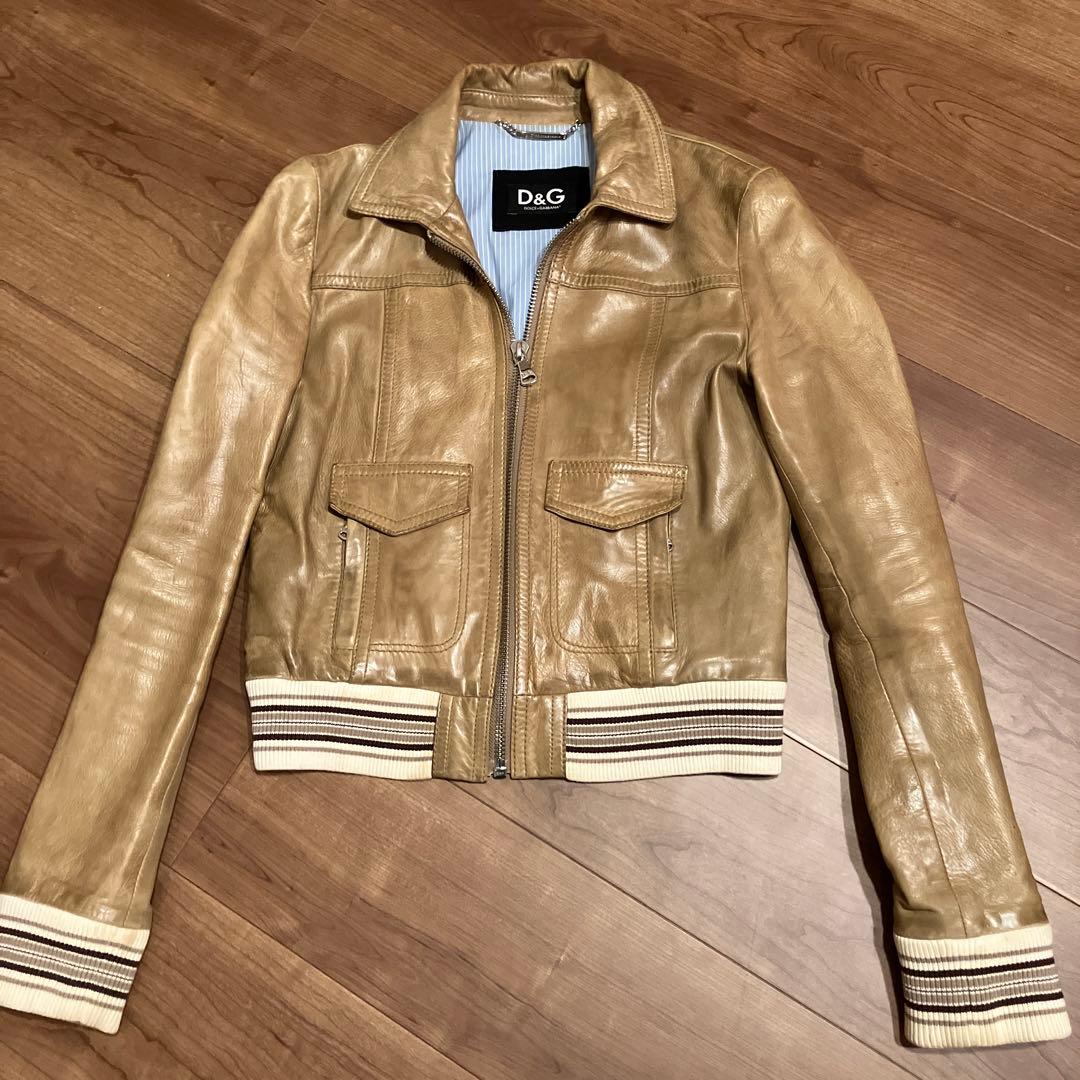 D&G レザー ジャケット ベージュ