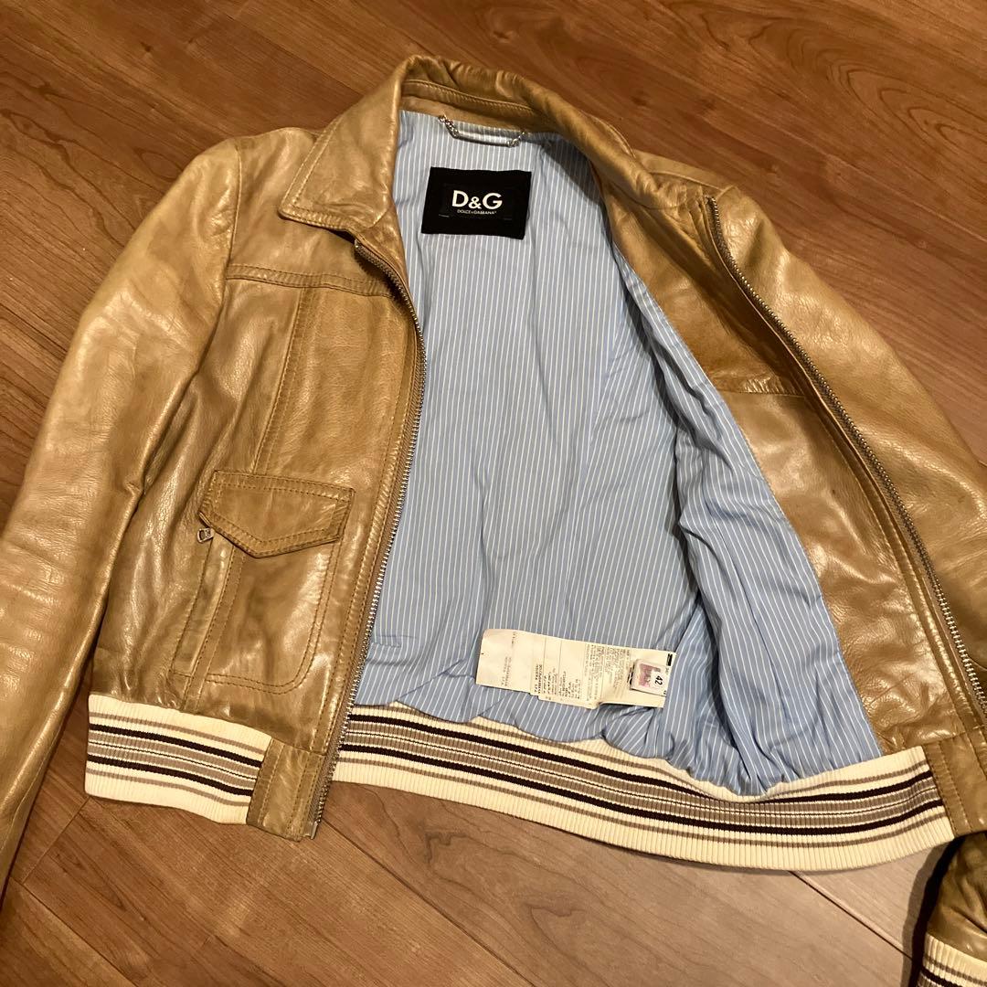 D&G レザー ジャケット ベージュ