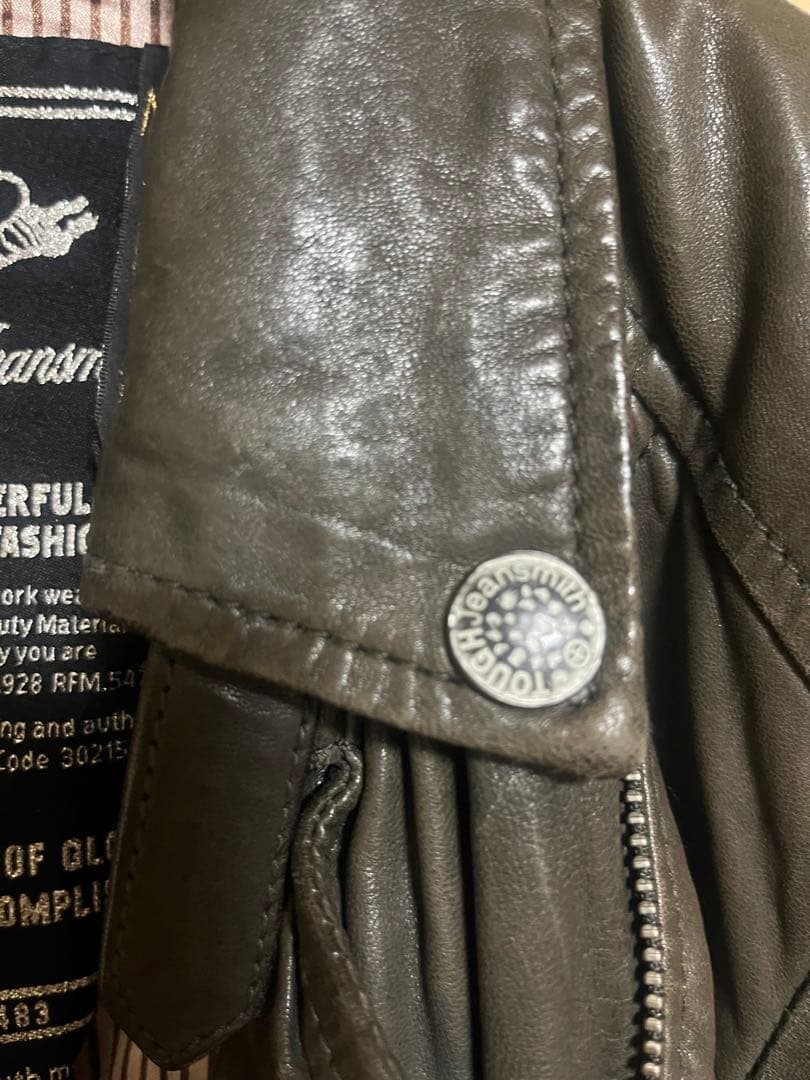 Tough Jeansmith 濃ブラウン レザーライダースジャケット