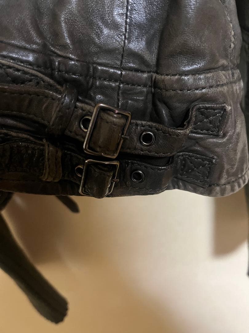 Tough Jeansmith 濃ブラウン レザーライダースジャケット