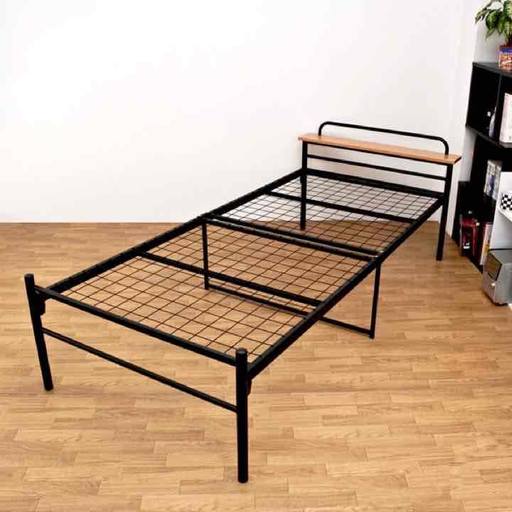 棚付きパイプベッド　BK/