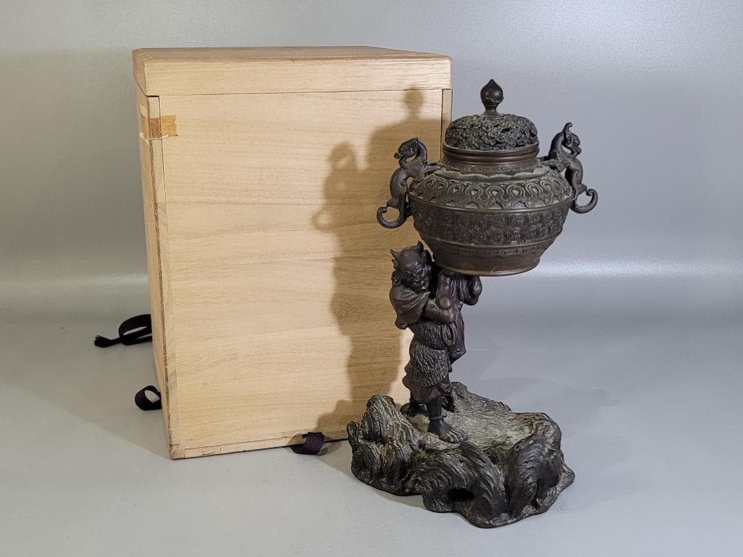 古美術 銅 鬼力 香炉