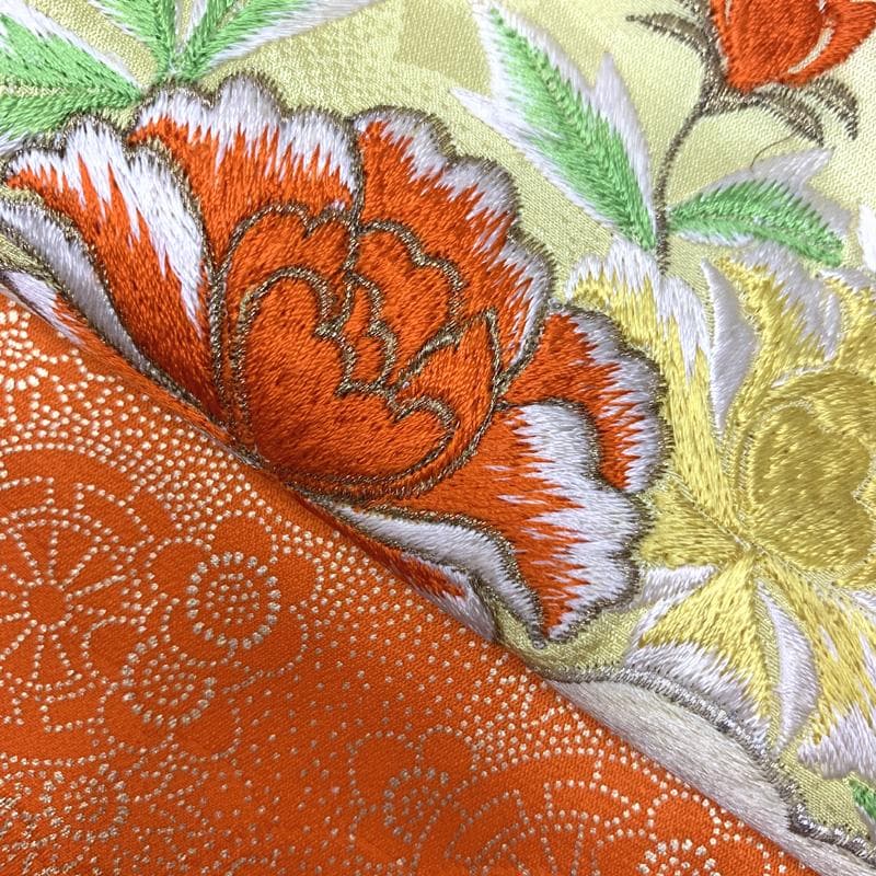 511ag81□七五三 七歳 女児 着物&袋帯&長襦袢 総刺繍 雪輪□美品