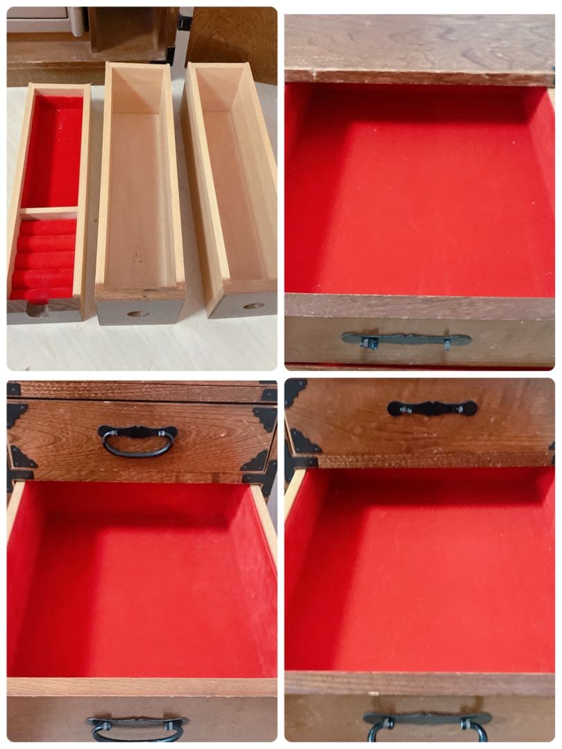 からくり箪笥　耐火金庫付き　アンティーク　昭和レトロ　小物入れ　鍵　ナンバー付き