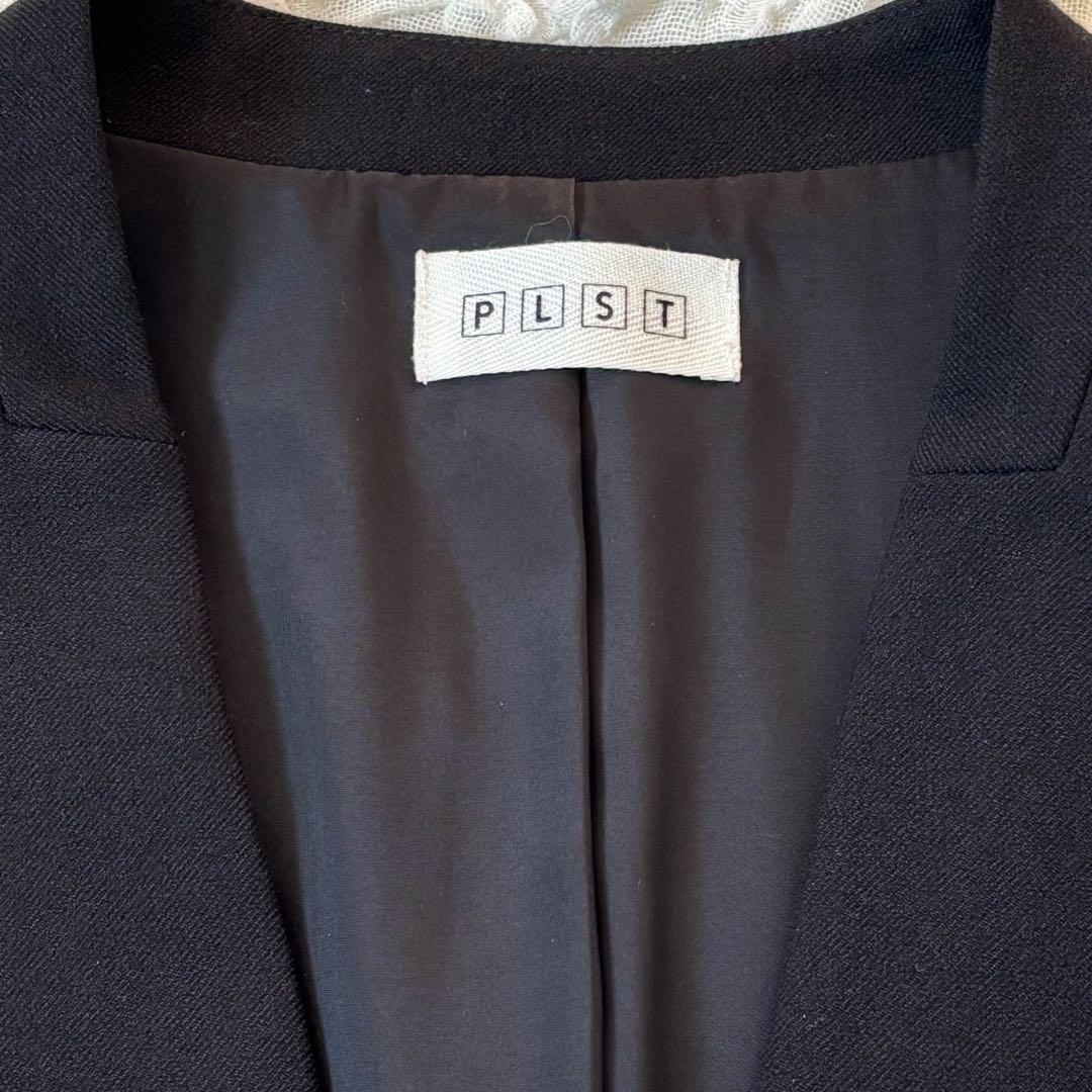 プラステ＊ノーカラージャケット パンツスーツ セットアップ ブラックM L