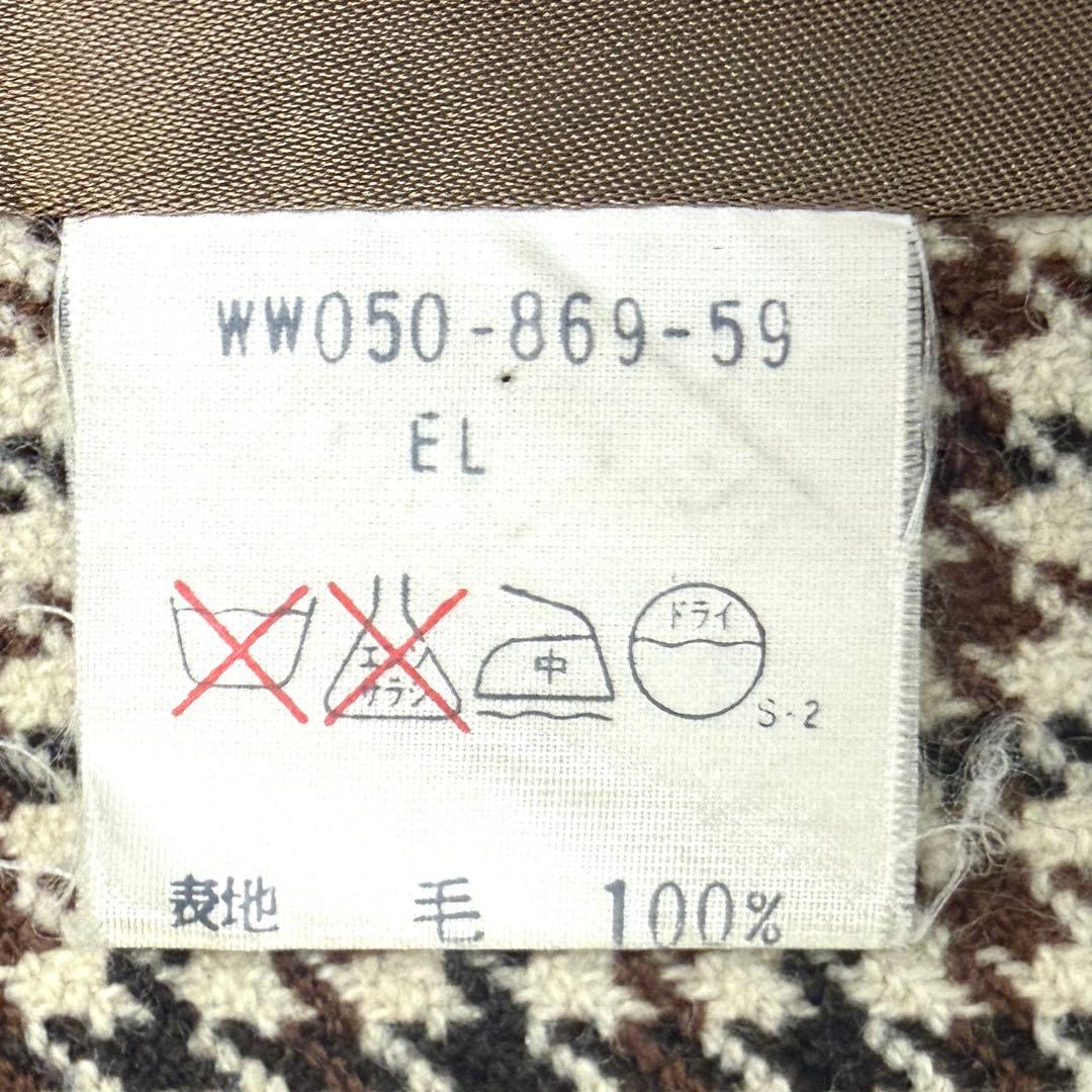 【バーバリー】カシミヤ ラムズ ロングステンカラーコート メンズ L 千鳥格子