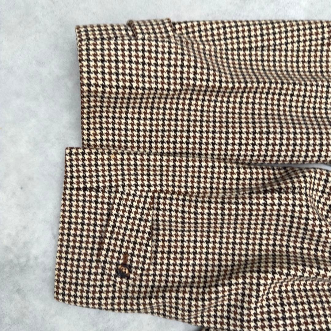 【バーバリー】カシミヤ ラムズ ロングステンカラーコート メンズ L 千鳥格子