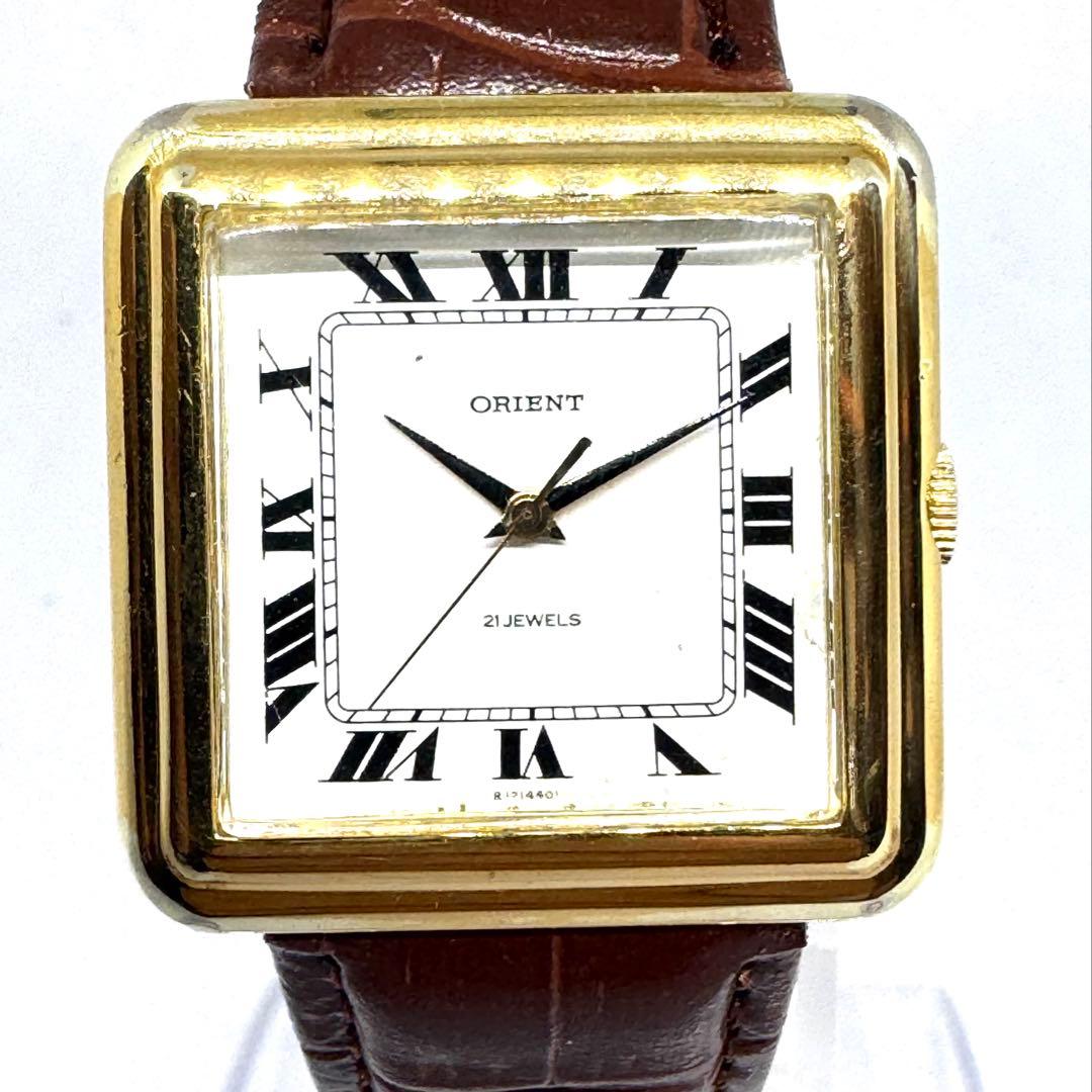 半*ん様 ⭐️オリエントシャマード手巻きスクエア21石．ボーイズサイズ⭐️オーバ