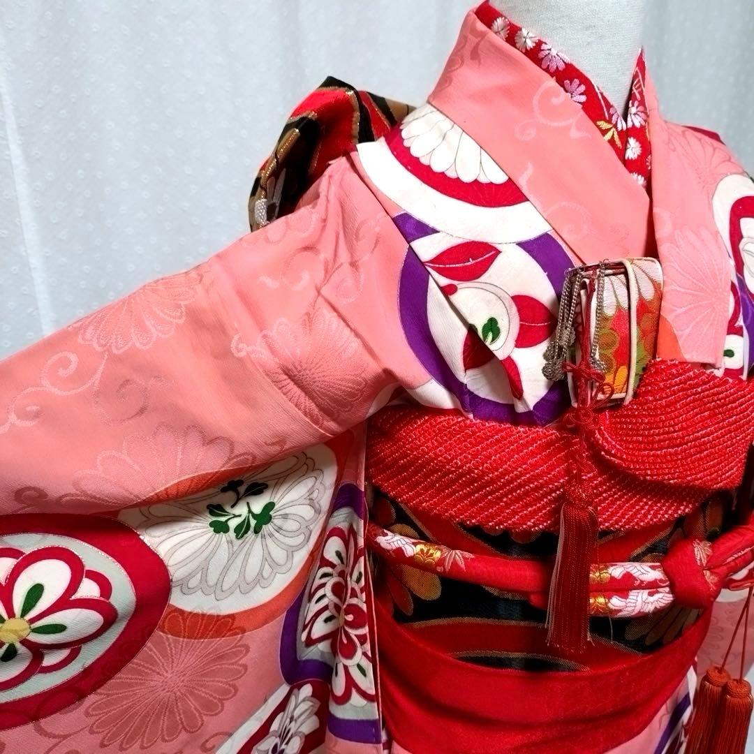 七五三　7歳　アンティーク正絹着物　正絹袋帯　長襦袢　小物セット