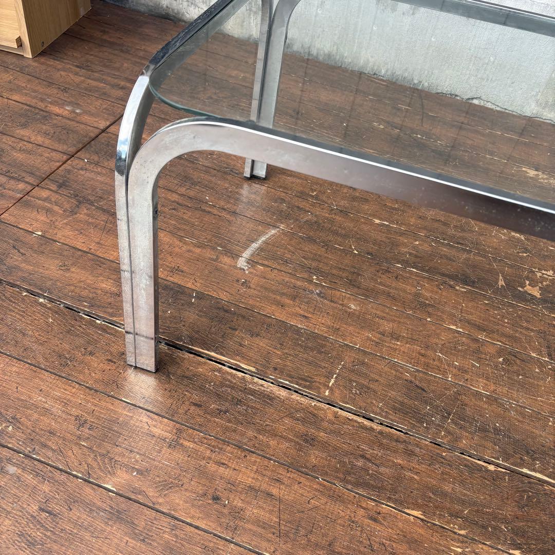 B壁 ミッドセンチュリー アイアンフレーム センターテーブル ガラステーブル