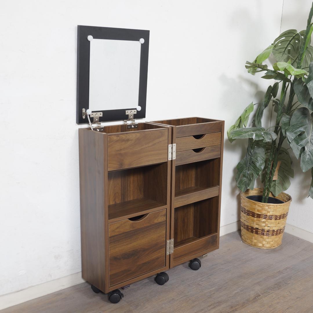 【新品・未使用】 コスメワゴン　ミラー付き　コスメボックス　完成品