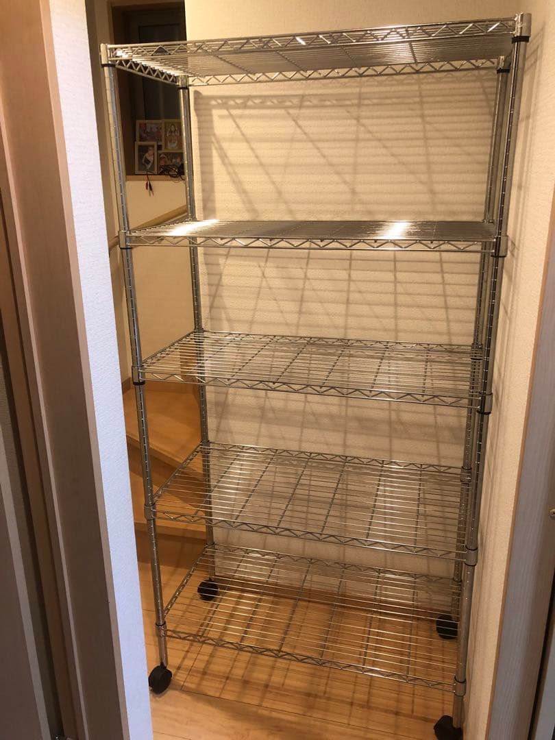 本日限定お値引‼️①5段 シルバー スチールラック 約180cmキャスター付き