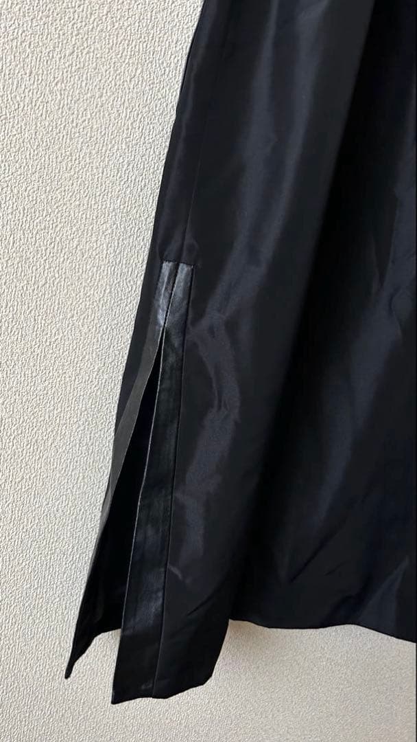 希少✨ヴィンテージ ロングジレ　ラムレザー　羊革　切り替えジレ　黒　一点物